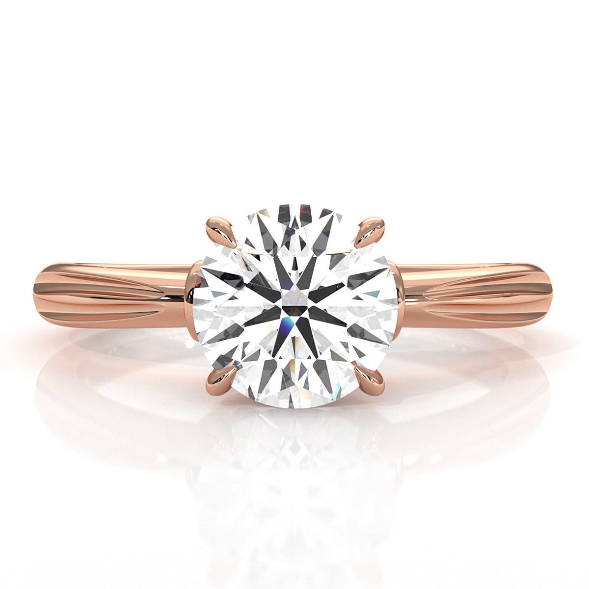 4.2g Ridged Solitaire Prong Set Lab Grown Diamond Engagement Ring IGI Certified 2.6mm 1.00 Ctw.
